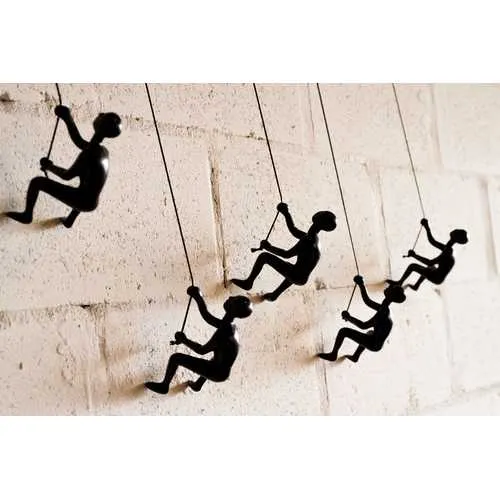 6" x 3" x 3" Resin Black 5 Pack Climbing Man