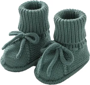 Baby Infant Soft Booties Knit Lace-Up Shoes Toddler Newborn Sock Shoes Breathable Comfy First Walking Boots Non Slip