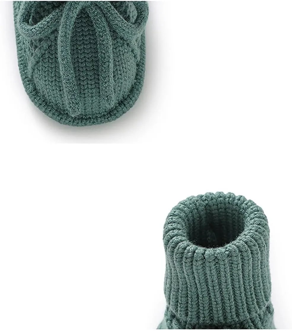 Baby Infant Soft Booties Knit Lace-Up Shoes Toddler Newborn Sock Shoes Breathable Comfy First Walking Boots Non Slip