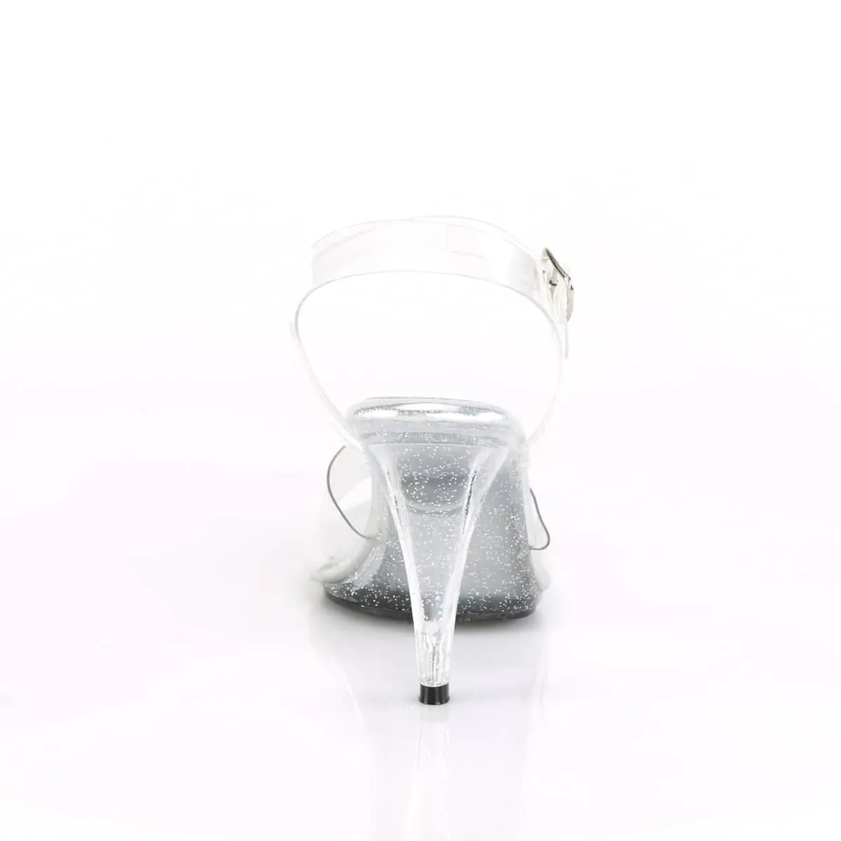 CARESS-408MG Clear Glitter Sandal Heels