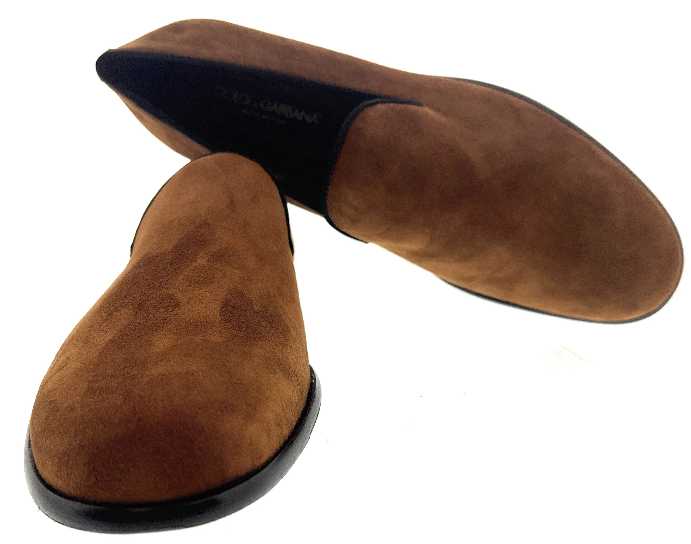 Dolce & Gabbana Men's Brown Suede Loafers Slip-On Dress Shoes-EU42