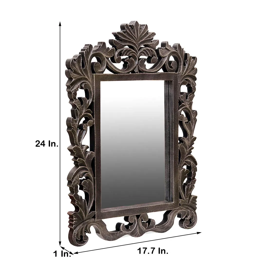 Medieval Arts Brass Fitted Decorative Wall Hanging Mirror for Home Decor Living Room, Bedroom & Hall (Black)