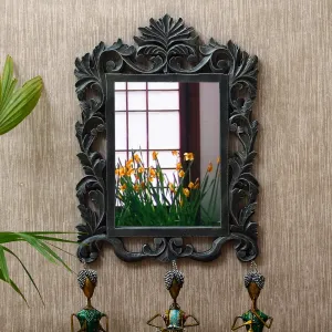 Medieval Arts Brass Fitted Decorative Wall Hanging Mirror for Home Decor Living Room, Bedroom & Hall (Black)