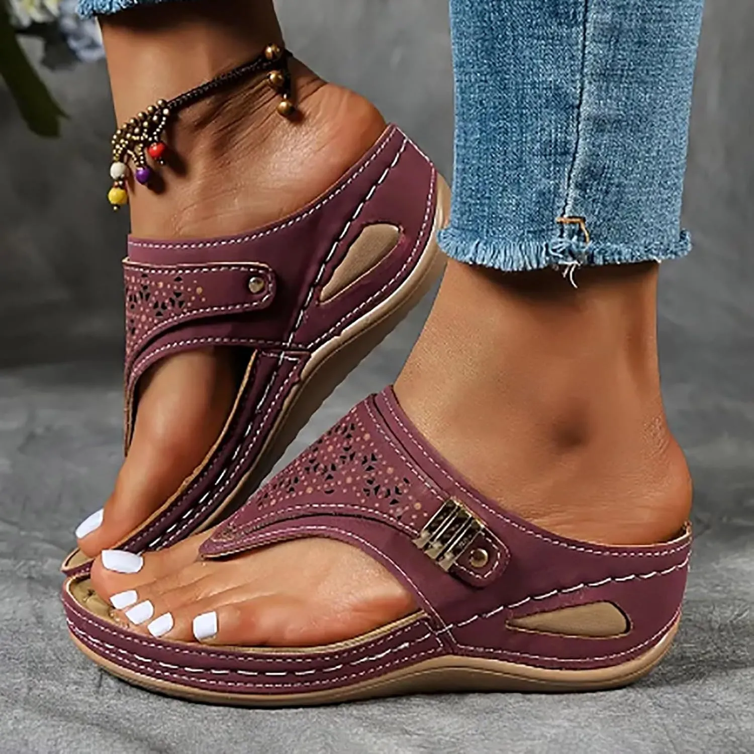 Sandals for Women Womens Arch Support Flip Flops Beach Sandals for Woman Comfortable Summer Beach Thong Sandals