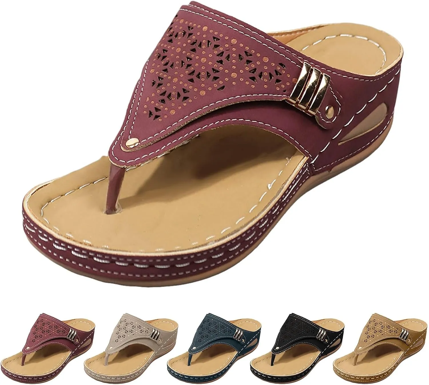 Sandals for Women Womens Arch Support Flip Flops Beach Sandals for Woman Comfortable Summer Beach Thong Sandals