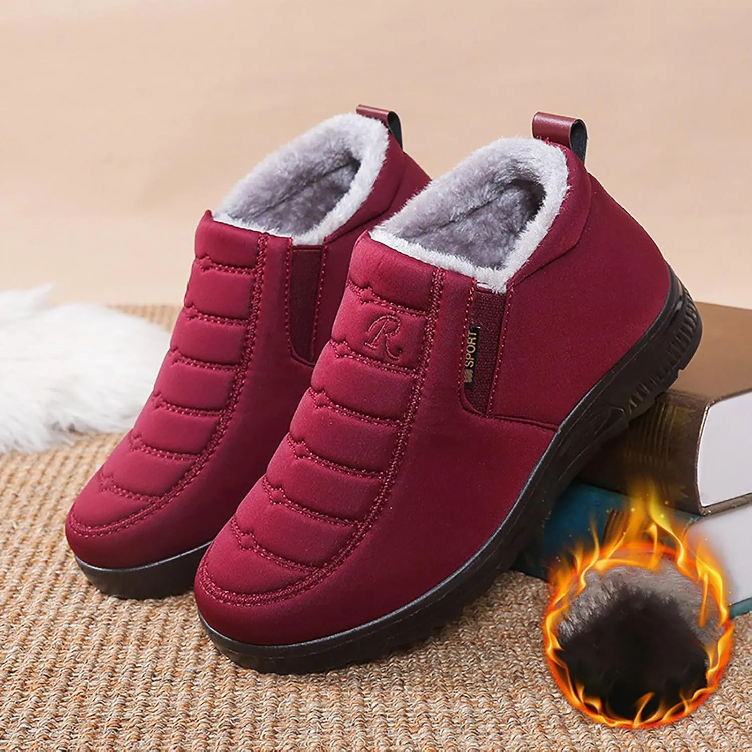 Womens Winter Snow Boots Ankle Boots for Women Insulated Warm Winter Shoes Anti-Slip Slip On Walking Boots Comfortable Outdoor Boot Fahion Sneakers Platform Boots Cozy Cute Boots